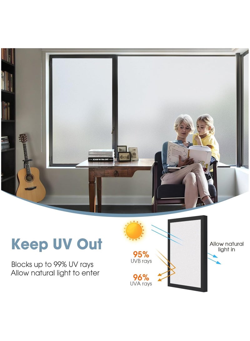 Arabest Window Privacy Film Frosted Glass Static - Cling - Non-Adhesive Opaque Vinyl Roll - Anti-UV Sticker Heat Control Sun Blocking Does not Affect Natural Light Enter (White Scrub, 90 * 200cm) - Image 2