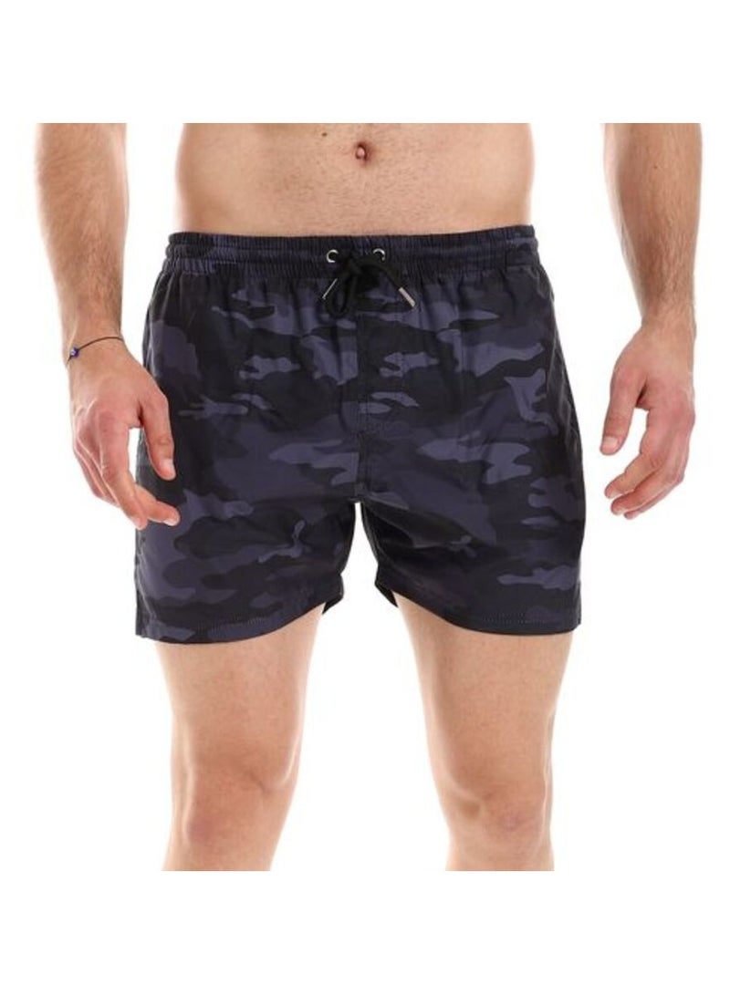 Pavone Camoflage Pattern Elastic Waist Swim Short -  Dark Grey - Image 1