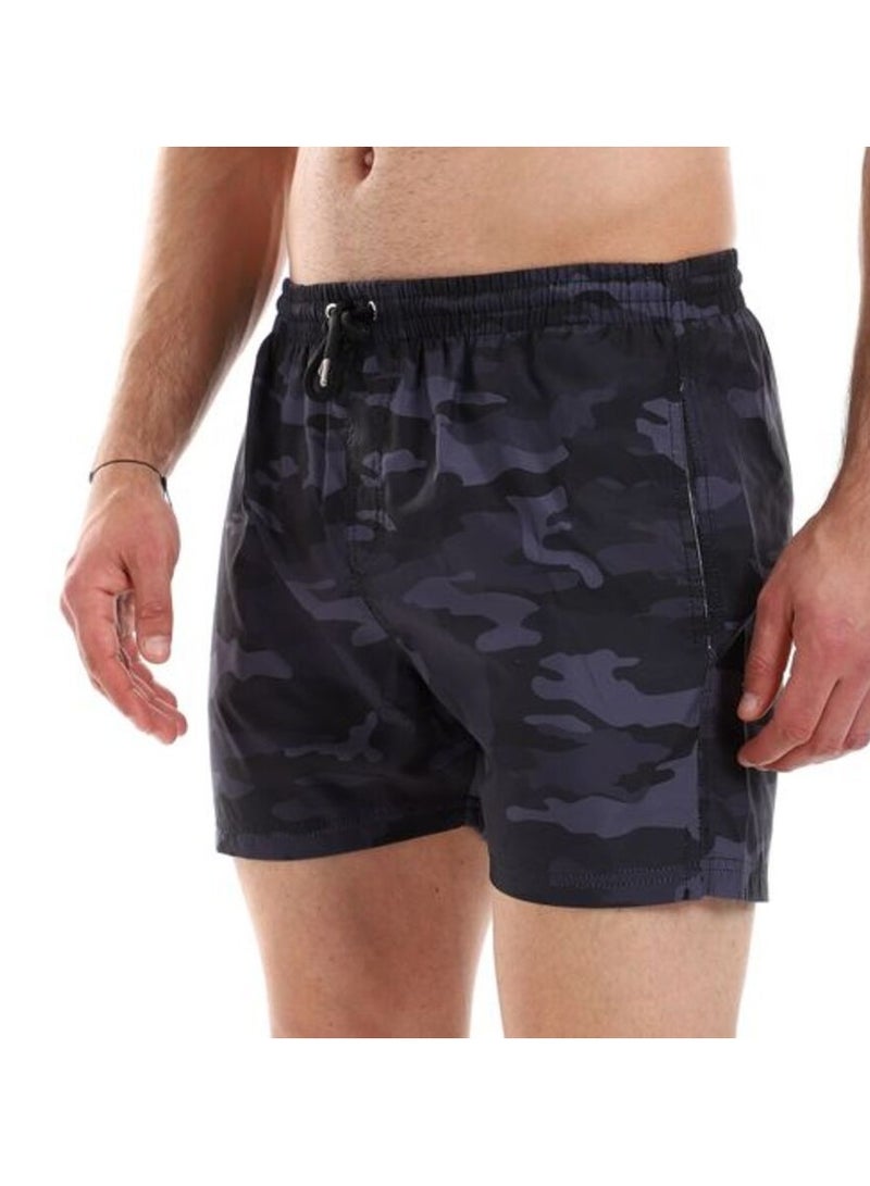 Pavone Camoflage Pattern Elastic Waist Swim Short -  Dark Grey - Image 2