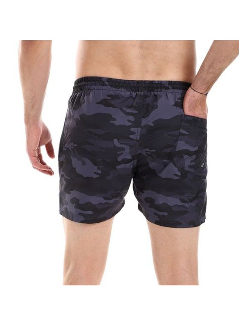 Pavone Camoflage Pattern Elastic Waist Swim Short -  Dark Grey - Image 3
