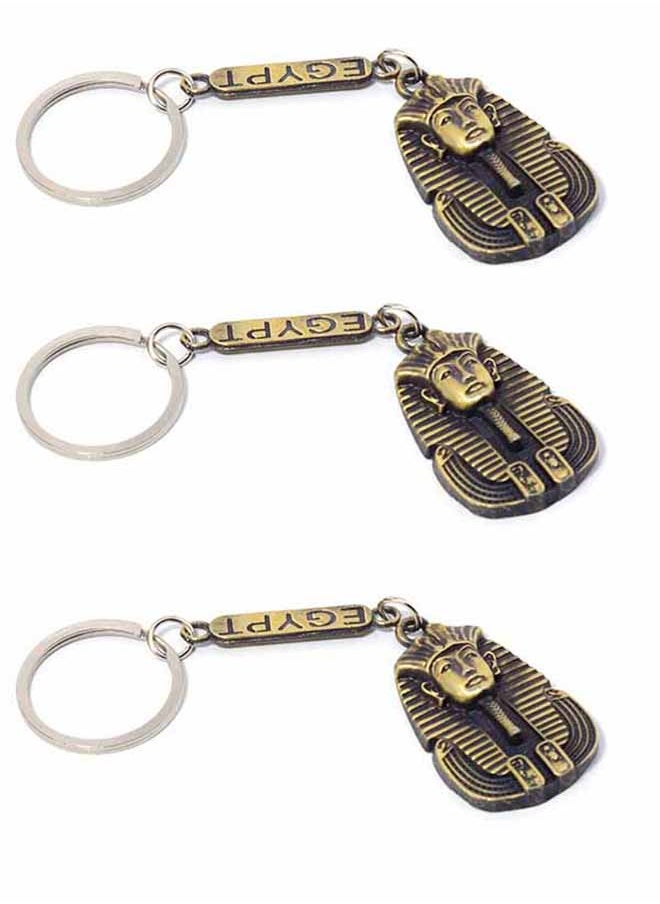 immatgar 3 pieces of  immatgar pharaonic King Tutankhamun - keychain Egyptian souvenirs gifts from egypt Authentic Pharaoh (Burnt Yellow) 