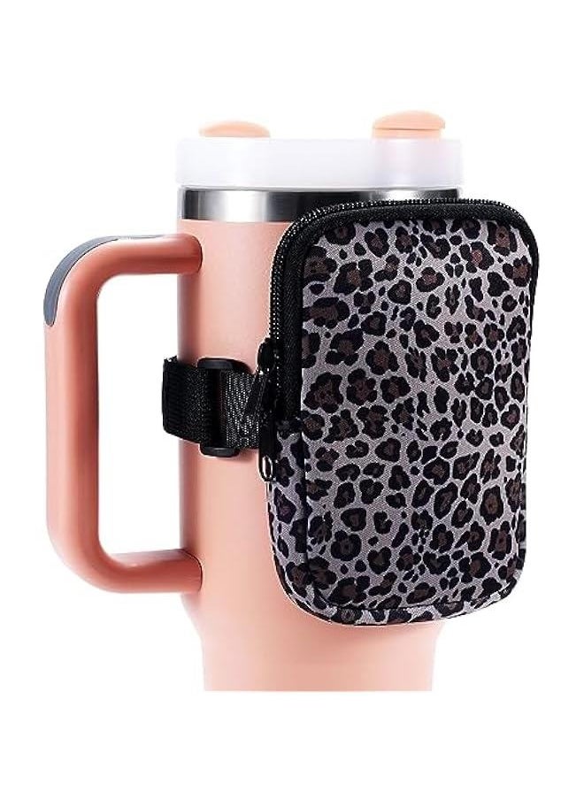 Generic - Water Bottle Pouch Cup Accessories for Women Quencher Adventure IceFlow 20oz 30oz 40oz Tumbler Pouch with Handle Running Pouch Bag for Cards Keys(Leopard) - Image 1