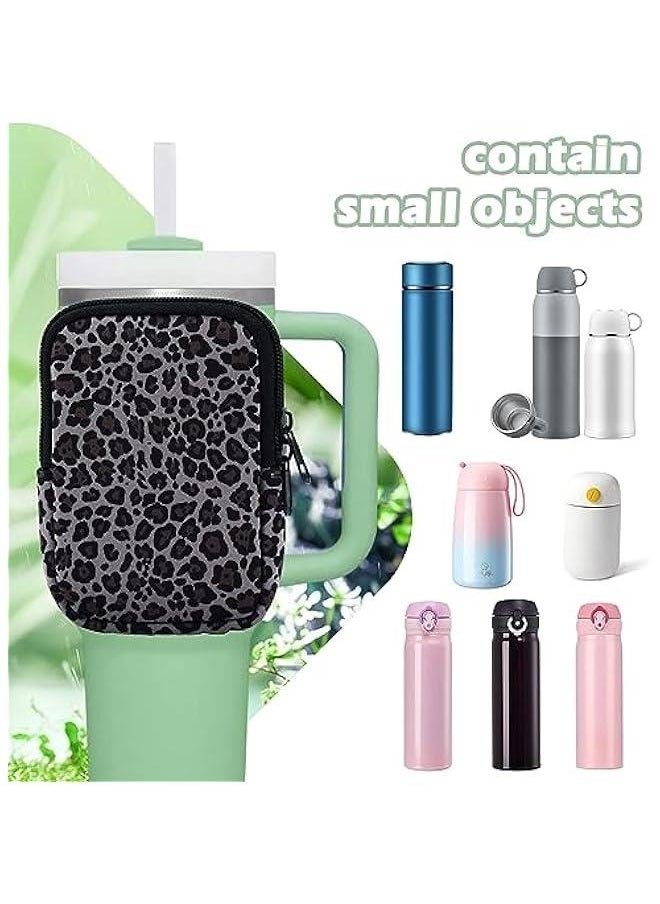 Generic - Water Bottle Pouch Cup Accessories for Women Quencher Adventure IceFlow 20oz 30oz 40oz Tumbler Pouch with Handle Running Pouch Bag for Cards Keys(Leopard) - Image 1