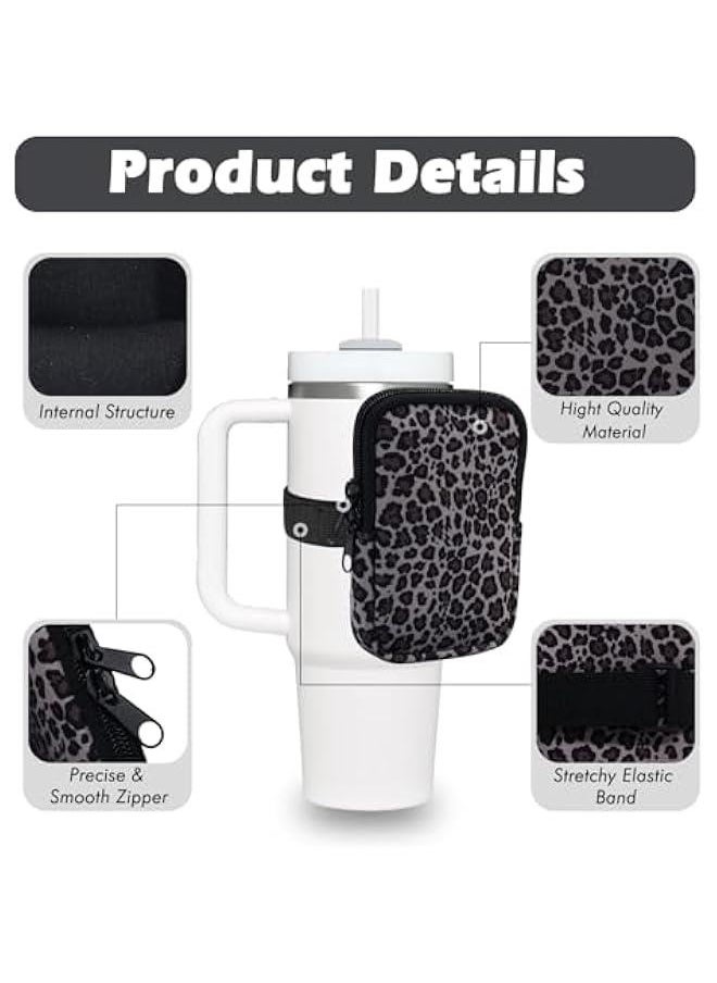Generic - Water Bottle Pouch Cup Accessories for Women Quencher Adventure IceFlow 20oz 30oz 40oz Tumbler Pouch with Handle Running Pouch Bag for Cards Keys(Leopard) - Image 1