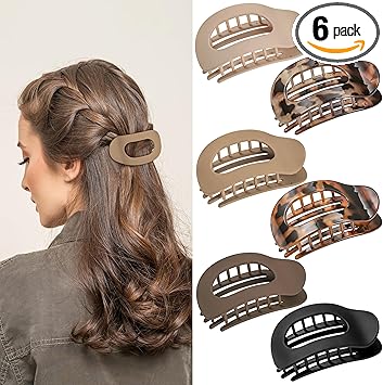 Huiguli 6 Pcs Hair Clips Flat for Women Non Slip Lay Down Hair Clip Lateral Strong Hold Hair Claws Accessories for Girls Women Thick Thin Hair - Image 1