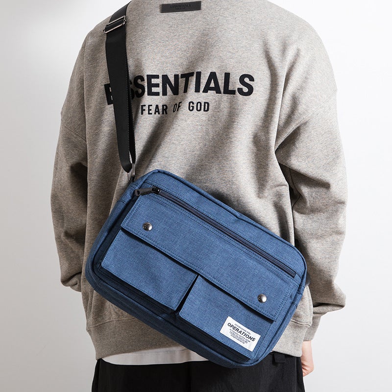 Men'S Messenger Bag Large Capacity Canvas Workwear Style Shoulder Bag Trendy Street Commuter Bag Youth Casual Messenger Bag - Image 4