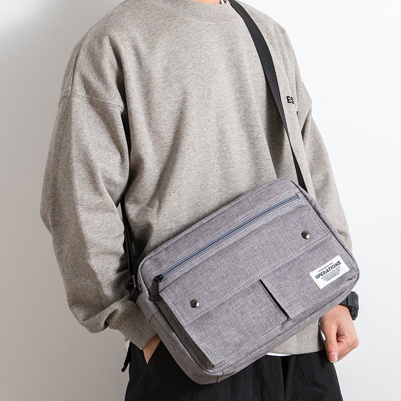 Men'S Messenger Bag Large Capacity Canvas Workwear Style Shoulder Bag Trendy Street Commuter Bag Youth Casual Messenger Bag - Image 5