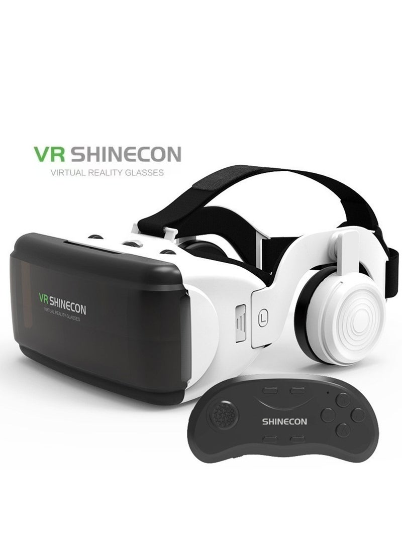 general Classic VR Goggles VR SHINECON 3D Virtual Reality Glasses+Controller Headset Version VR Glasses for TV, Movies & Video Games Compatible with iOS & Android Smartphone within 4.7-6.1inch Screen Phone, Blu-Ray Lenses Eye Protected, Soft & Comfortable Adjustable Distance, IMAX Giant Screen/Panoramic Roaming/ Immersive Games - Image 1