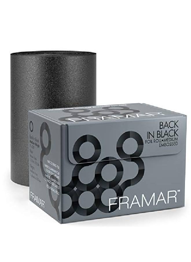 framar Back In Black Embossed Roll Aluminum Foil Hair Foils For Highlighting Medium 320 Ft  - Image 1