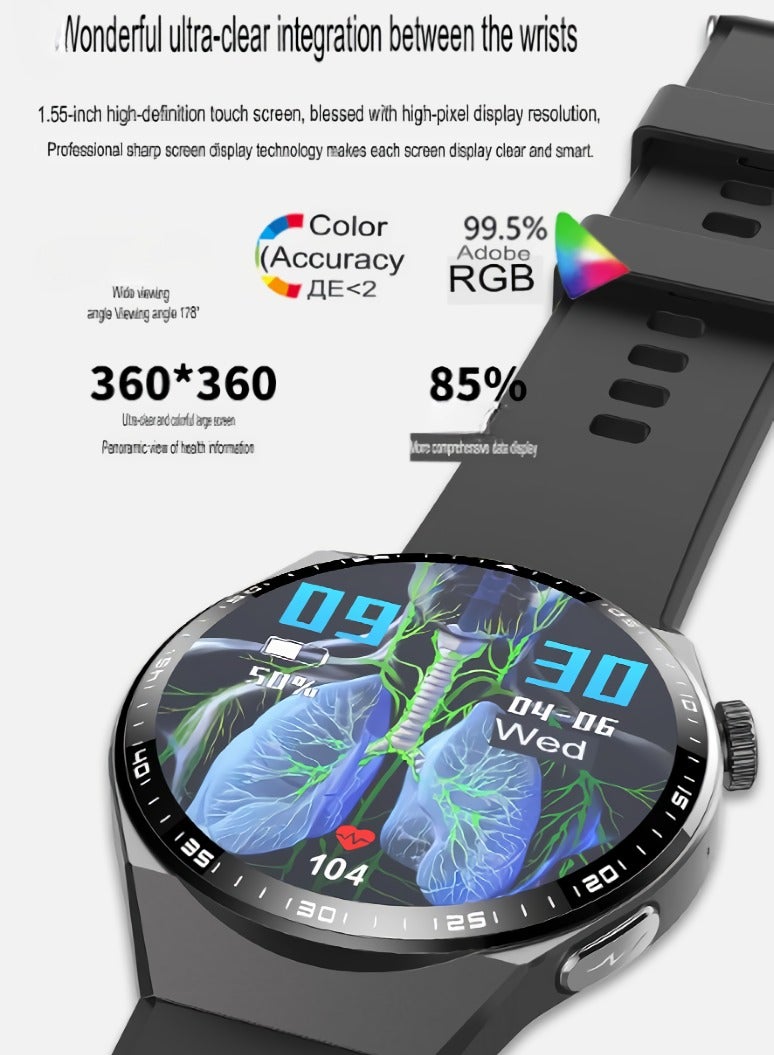 F800 Smart Watch, Touch Screen Android Watch, Comfortable And Durable Activity Tracker Watch With ECG SOS Alarm Pedometer Blood Sugar Monitoring, (1pc, Black, Silicone Strap) - Image 2