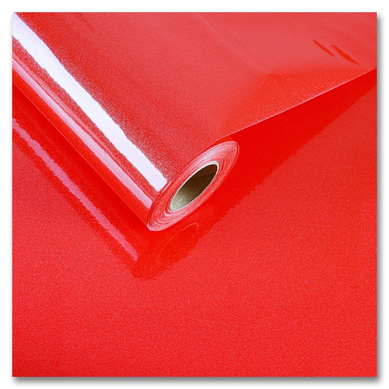 CRE8TIVE Red Glitter Wallpaper Stick and Peel 24x118 Large Size Red Contact Paper Self Adhesive Removable Waterproof Decorative Sparkle Vinyl Film for Bedroom Kitchen Walls Countertops Cabinets Desk