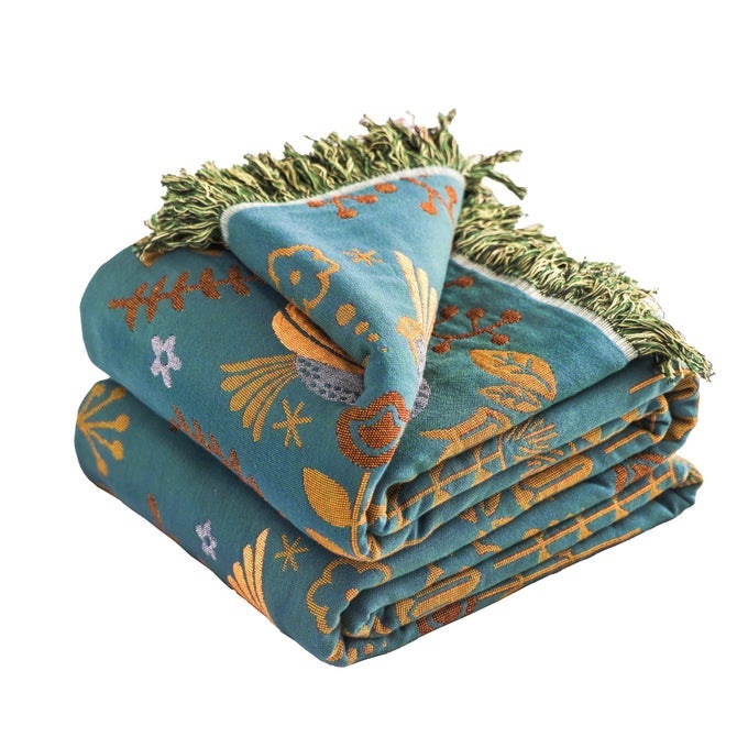 BOHO SOFA BED LARGE THROW BLANKET ULTRA SOFT LUXURY KING THROW QUILT 100 ORGANIC COTTON REVERSIBLE BOHEMIAN THROW FOR COUCH CHAIR BEDSPREAD AND GIFT 91 X 98TEAL