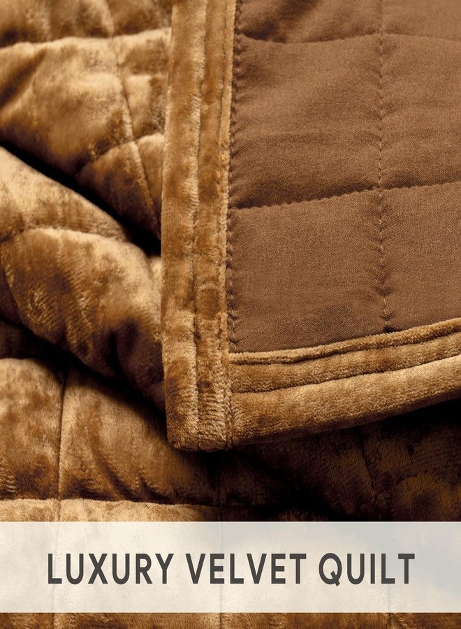 RECYCO Luxury Velvet Quilt King Size, Ultra Soft Velvet Bedding Sets, Lightweight Quilted Velvet Comforter Set, Channel Stitch Oversized Bedspread Coverlet with 2 Pillow Shams, Gold Yellow - Image 4