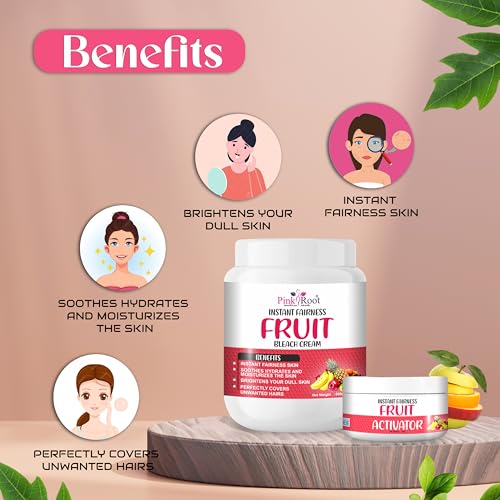 Pink Root Fruit Bleach Cream with Activator 1Kg, for Instant Fairness of Skin, Reduces Dark Spots & Gives the face Soft, Radiant & Luminous Effect|| Bleach Cream For All Skin Types - Image 3