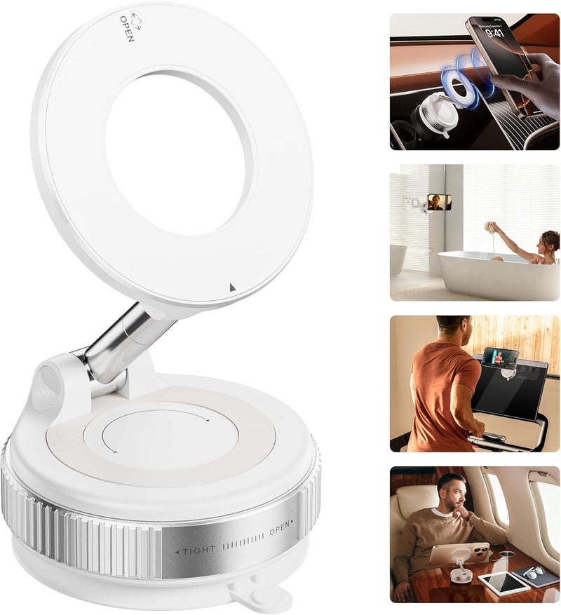 WEPTIX 360° Vaccum Magnetic Phones Holder, Magnetic Car Phone Mount,Hands-Free Suction Cup Holder for Gym/Mirror/Shower,Mount Compatible All Mobile- (Vaccum Phones Holder) - Image 4