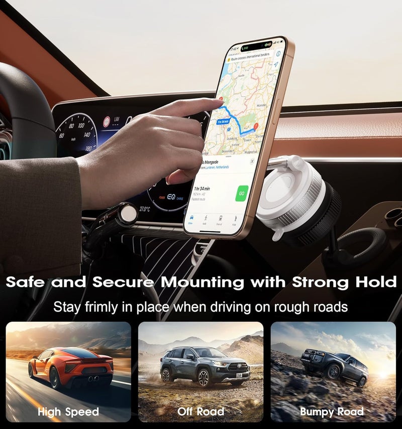 WEPTIX 360° Vaccum Magnetic Phones Holder, Magnetic Car Phone Mount,Hands-Free Suction Cup Holder for Gym/Mirror/Shower,Mount Compatible All Mobile- (Vaccum Phones Holder) - Image 3