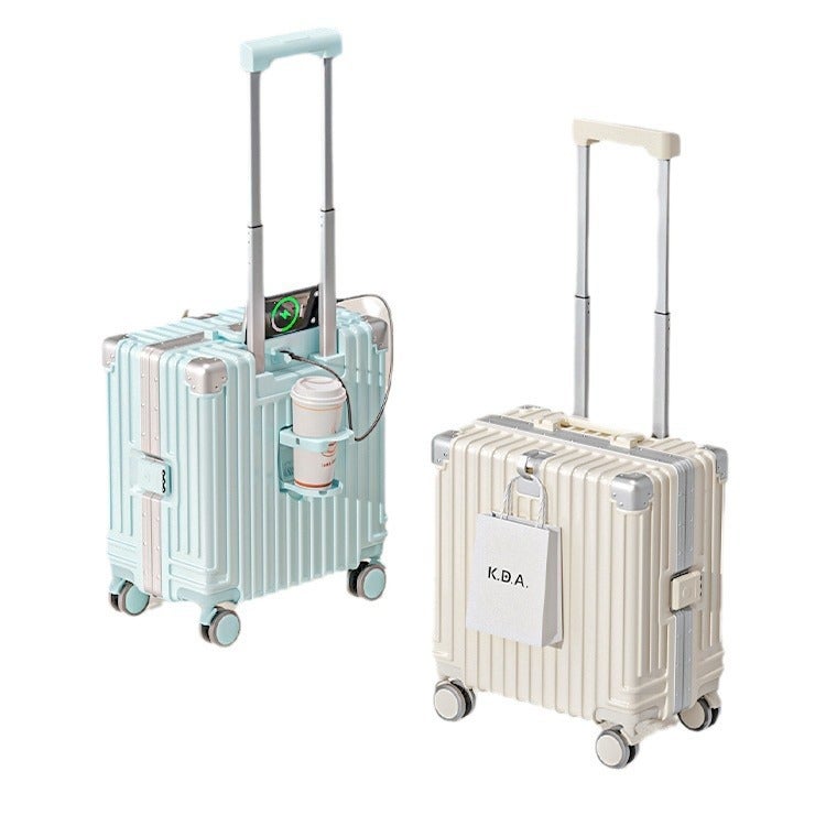 Carry-on Luggage Aluminum Frame Trolley Case with Cup Holder, 20 inch - Image 1