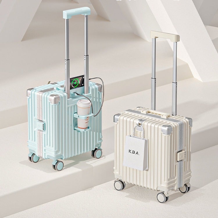 Carry-on Luggage Aluminum Frame Trolley Case with Cup Holder, 20 inch - Image 2