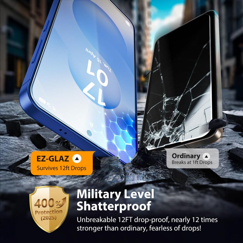 EZ-GLAZ- 4 Pack for Galaxy S25/ S24 [6.2"] Screen Protector, 100% Fingerprint Unlock, 9H+ Hardness Military Grade Shatterproof Long Durable Tempered Glass Film with Flawless Fit Box, HD Clear - Image 5