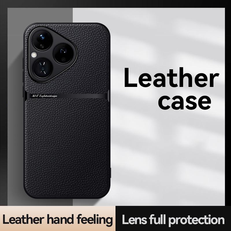 erorex For Huawei Pura 80 5G Litchi Leather Magnetic Full Coverage Shockproof Phone Case(Black) - Image 2
