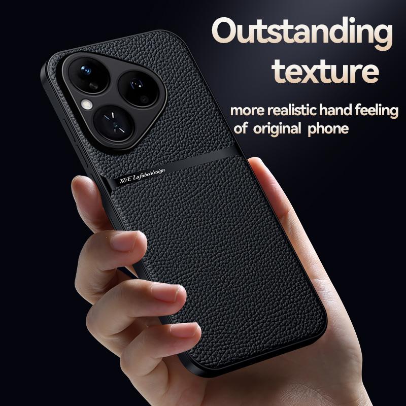 erorex For Huawei Pura 80 5G Litchi Leather Magnetic Full Coverage Shockproof Phone Case(Black) - Image 3
