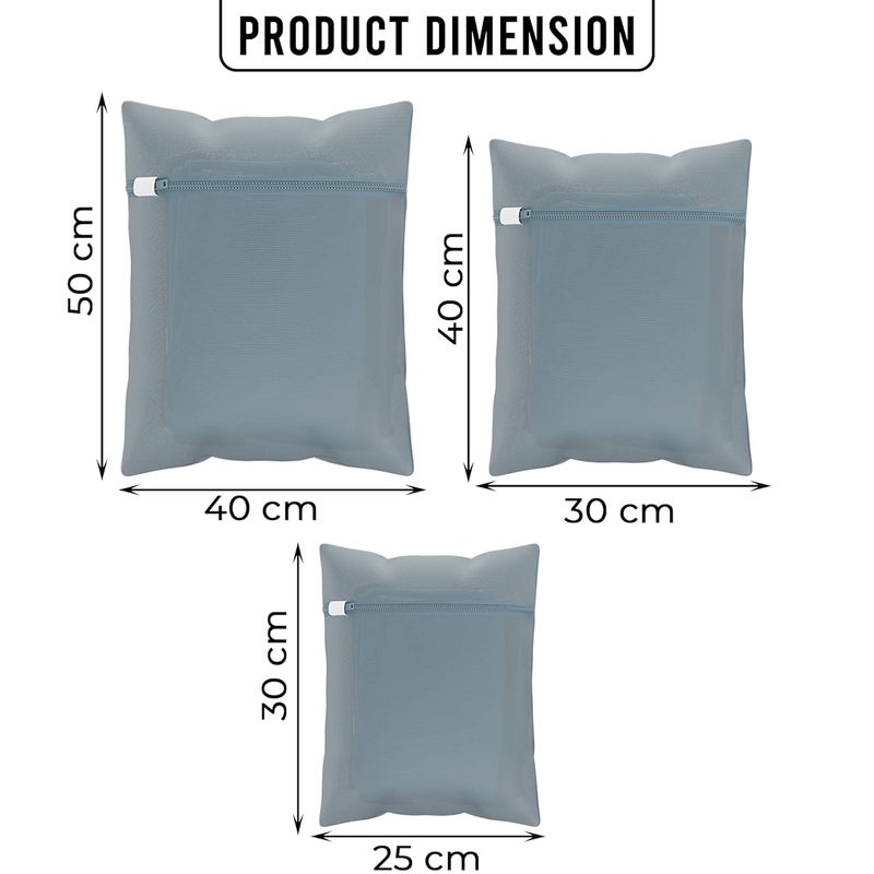 Kuber Industries Set of 15 Polyester Mesh Laundry Bag with Zip Reusable Washing Bags for Washing Machine Ideal for Delicate Fabrics Lingerie Shoes Protection YZ2GRY Plain Grey - Image 3