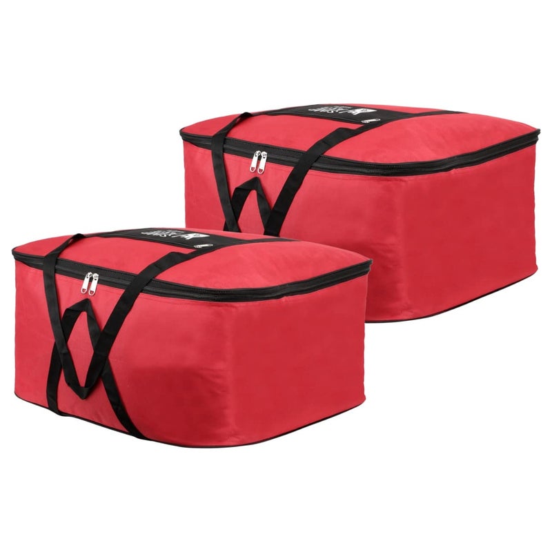 SIMPARTE Nylon Underbed Storage Bag Comforters Blanket Cover Organiser Moisture Proof Cloth Storage Bag Toy Stationery Bag with Zippered Closure and Handle Pack of 2 Red - Image 1