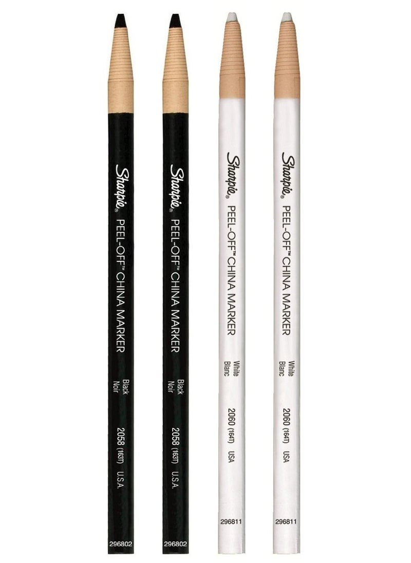 Sharpie 4-Piece Peel Off China Marker Black and White Colours  - Image 1