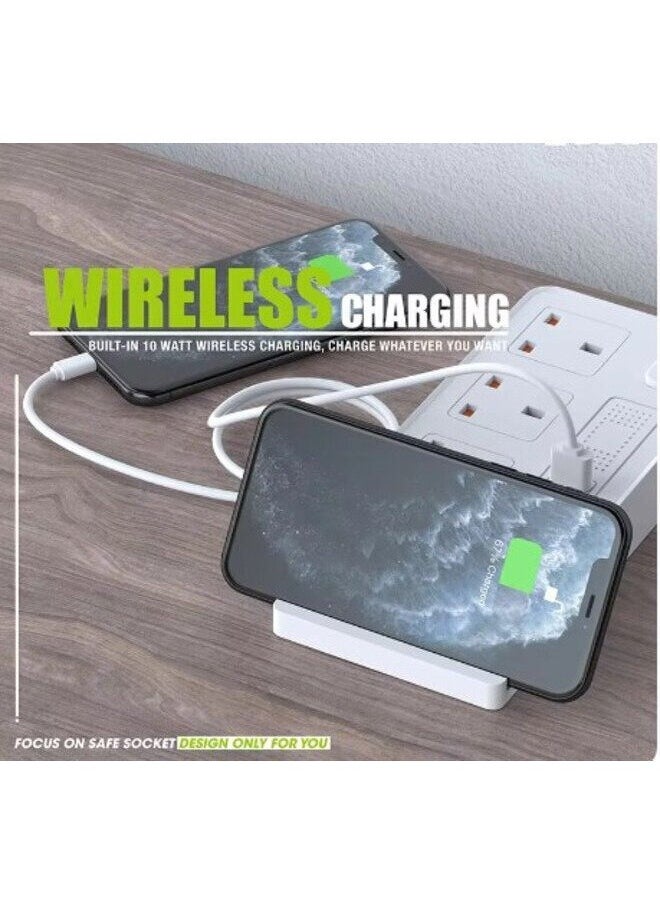 Zoom Plus - Smart Power Strip with Wireless Charger 2USB+QC 3.0 Fast Charger Desktop Socket Charging Station 3AC Universal Socket Switch - Image 1