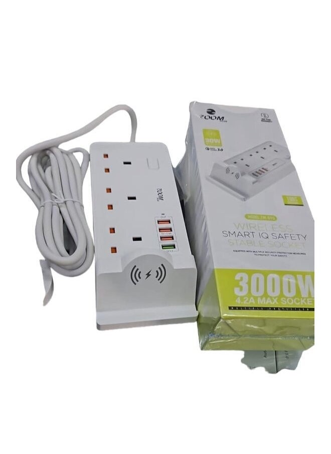Zoom Plus - Smart Power Strip with Wireless Charger 2USB+QC 3.0 Fast Charger Desktop Socket Charging Station 3AC Universal Socket Switch - Image 1