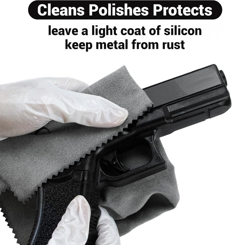 PINGMIC Silicon Lint Free Microfiber Gun Cleaning Cloths, 12"x12" - Reusable Metal Surface Wipes, Polishing Cloth for Guns, Knives - 2 Pack - Image 4