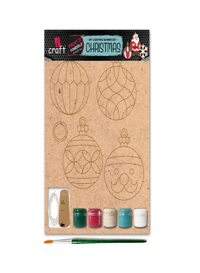 iCraft DIY Art and Craft Lighting Banner |Pack with 5 Chalk Paintsx10ml Each, Set of Round Brushes (1U) | Home Décor Artistic DIY Art & Craft (Ornament) - Image 1