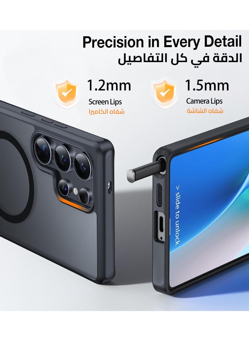 جراب لموبايل سامسونج S25 الترا من، متوافق مع ماج سيف، غطاء مغناطيسي مع حامل غير مرئي، جراب موبايل حماية ضد الصدمات، جراب خلفي رفيع غير لامع لهاتف جالاكسي S25 الترا 5G (اسود) - Image 5