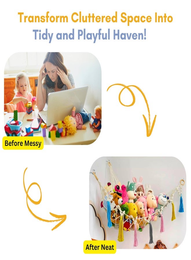 CreativeBuzz Toy Storage Organiser | Toy Organizer For Kids | Kids Room Decoration Items | Stuffed Toys Organizer | Hammock For Toys | Net Holder For Soft Toys | Jambo Large, Kids Room, Nursery Kids - Image 3