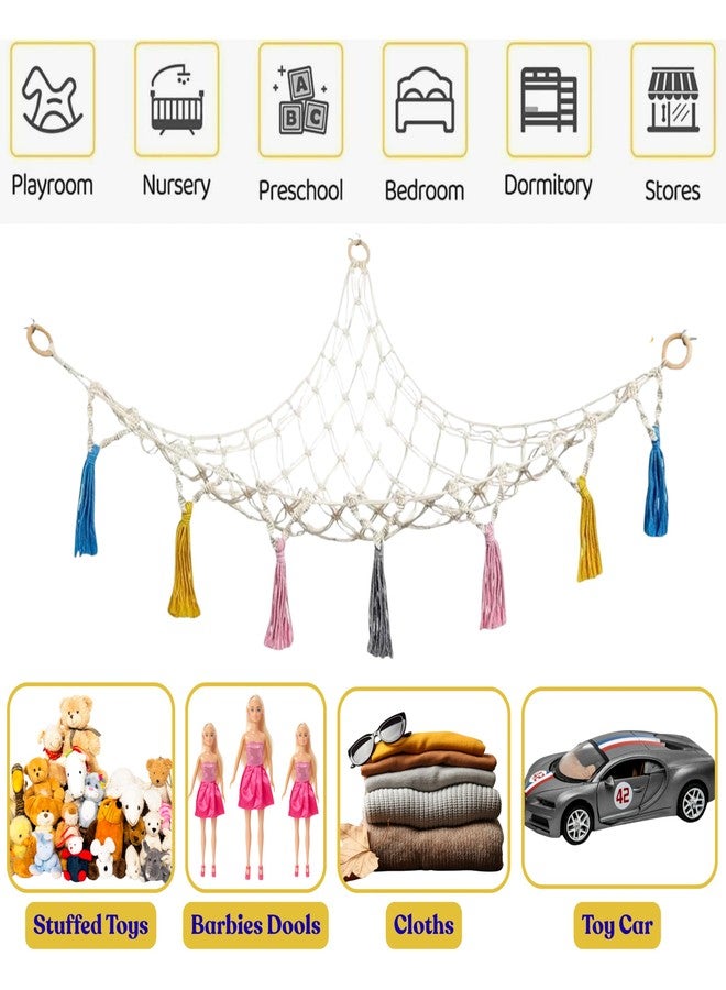 CreativeBuzz Toy Storage Organiser | Toy Organizer For Kids | Kids Room Decoration Items | Stuffed Toys Organizer | Hammock For Toys | Net Holder For Soft Toys | Jambo Large, Kids Room, Nursery Kids - Image 5