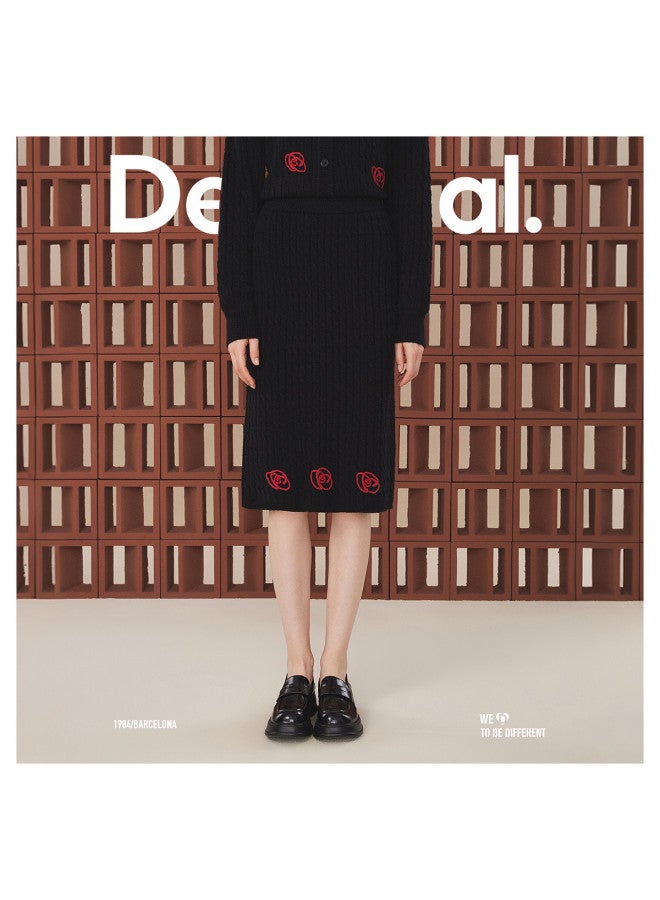 DESIGUAL mid-length A-line Skirt With Abstract Floral Appliqué And Ribbon Embroidery Craftsmanship - Image 4