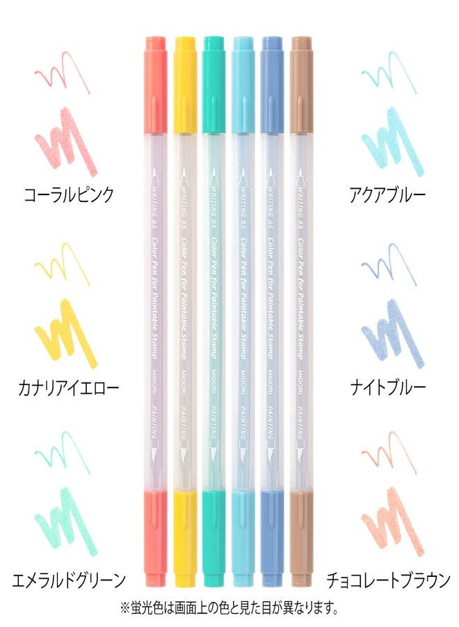 Midori Designphil Midori 38084006 Color Pen, Paintable Stamp, Color Pen, 6 Pieces, Happy - Image 3
