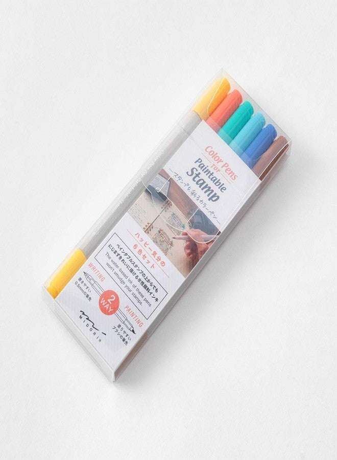 Midori Designphil Midori 38084006 Color Pen, Paintable Stamp, Color Pen, 6 Pieces, Happy - Image 2