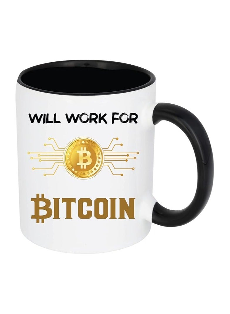 Bitcoin Mug - Cryptocurrency Coffee Cup - Will Word For Coins, funny mug - Gift for Bitcoin Trader or Miner