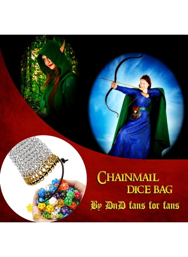 Mythrojan - Chainmail Dnd Dice Bag Drawstring Medieval Role Playing Larp Dice Pouch - Image 1