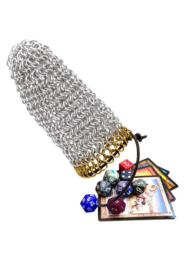 Mythrojan - Chainmail Dnd Dice Bag Drawstring Medieval Role Playing Larp Dice Pouch - Image 1