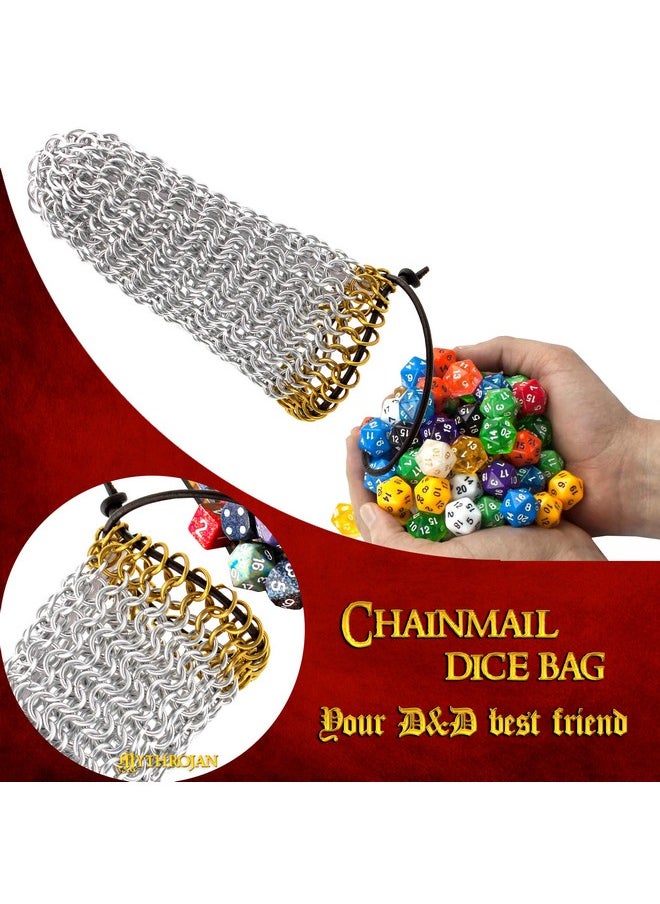 Mythrojan - Chainmail Dnd Dice Bag Drawstring Medieval Role Playing Larp Dice Pouch - Image 1