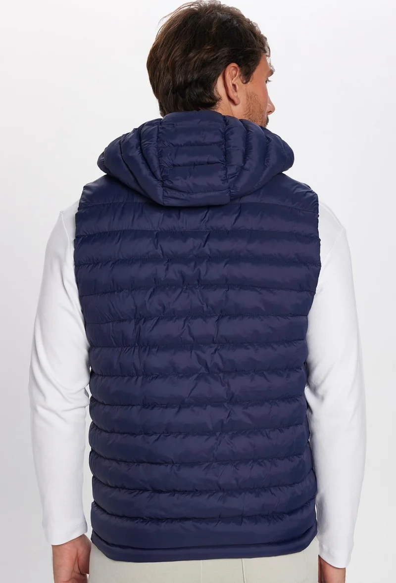 تودورس Men's Slim Fit Slim Fit Lined Windproof Pocket Navy Blue Detachable Hooded Puffer Vest