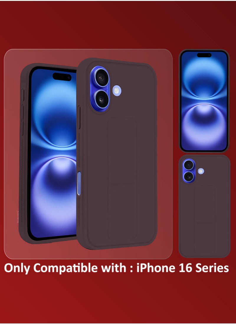 CATANES - ( for iPhone 16 ) 2 Pack, Case and Screen Protector Premium PU Leather Case with Stand Function Shockproof and Anti Scratch Finger Grip Case Cover / Merlot - Image 1