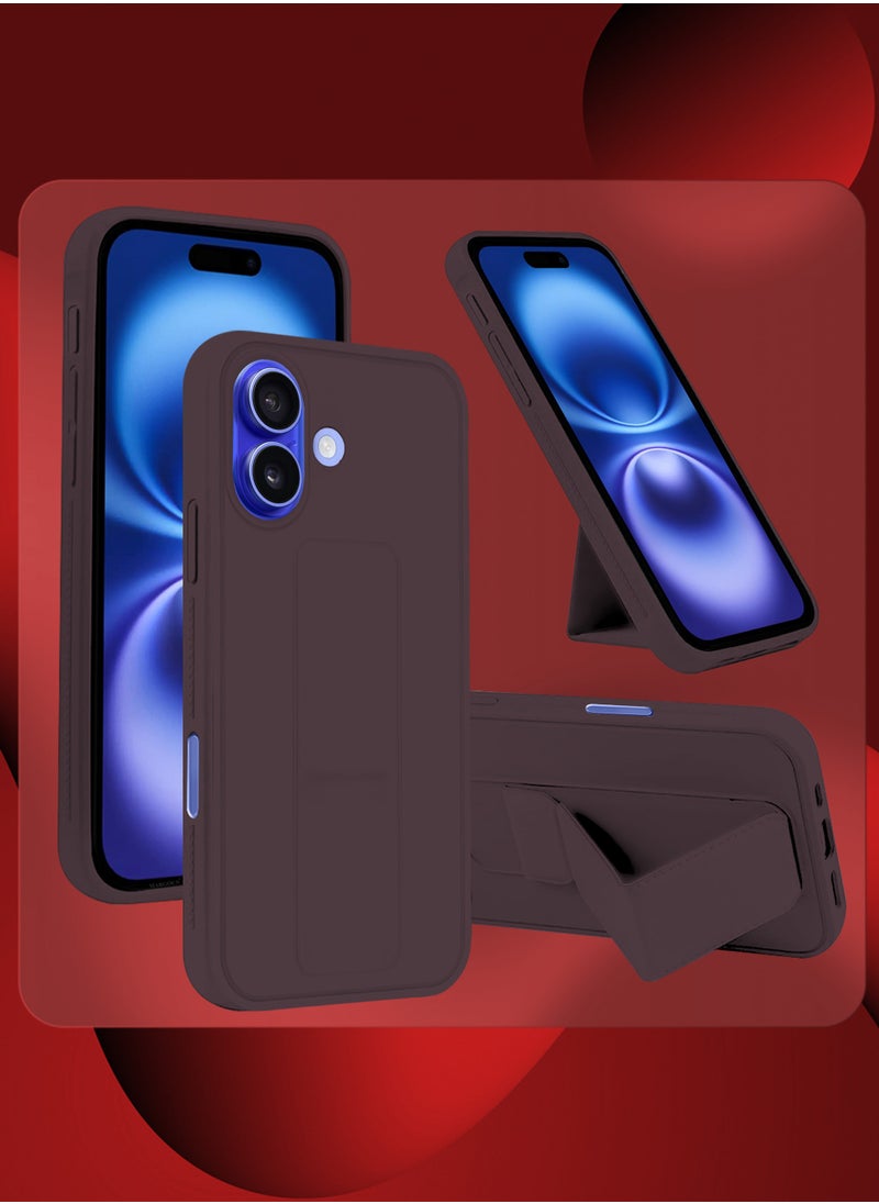 CATANES - ( for iPhone 16 ) 2 Pack, Case and Screen Protector Premium PU Leather Case with Stand Function Shockproof and Anti Scratch Finger Grip Case Cover / Merlot - Image 1