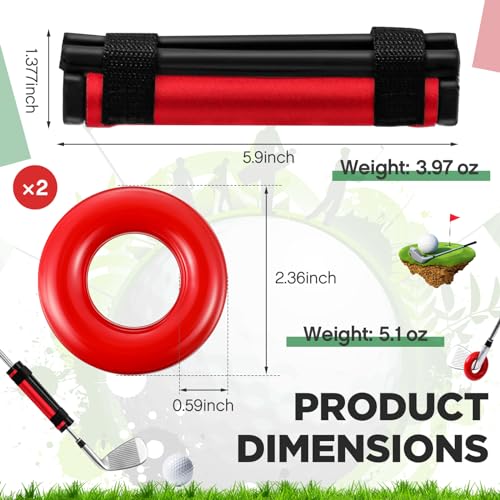 Vertintong Golf Club Weights Golf Swing Weights for Practice and Warm Up Swing Trainer Rings with 2 Pcs Weighted Donut Accessory Equipment Tool for ClubsRed - Image 3
