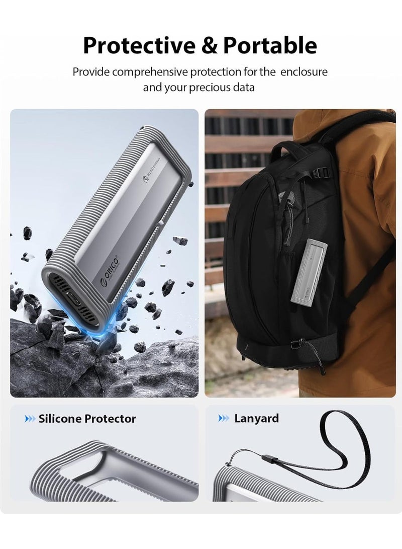 ORICO Aluminum M.2 NVMe SSD Enclosure, USB 3.2 Gen 2(10Gbps ) to Tool-Free NVMe PCI-E M.2 SSD Case, Support UASP for M/B&M Keys Size 2230/2242/2260/2280 - Image 3