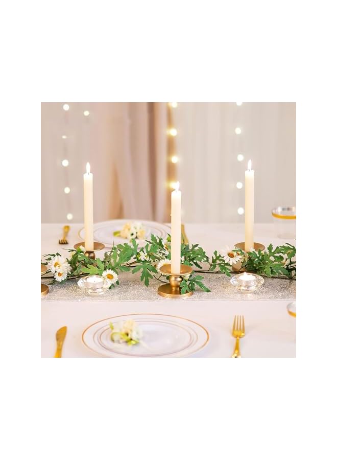 The Bros Candle Holders for Pillar Candles, Romadedi Gold Pillar & Taper Candle Holder, Small Metal Candle Stick Candle Holder for Wedding, Dining Room Table Centerpiece, Holiday Decor, 6 Pcs - Image 3