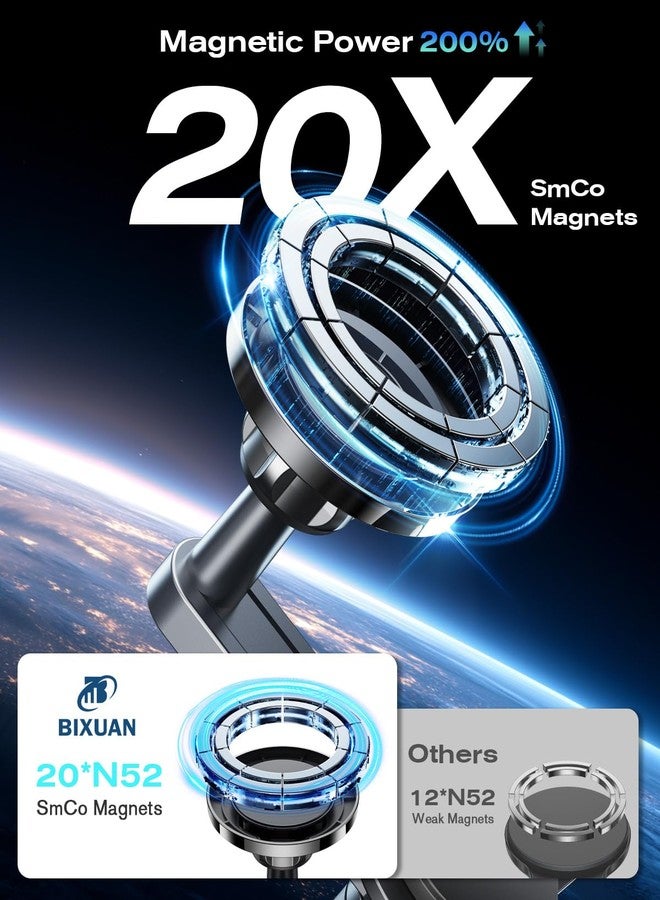 BIXUAN 360° Adjustable Magnetic Phone Holder for 2021-2026 Ford Mustang Mach E 15.5 Inch Screen, Screen-Friendly for MagSafe Magnetic Car Dash Phone Holder - Image 3