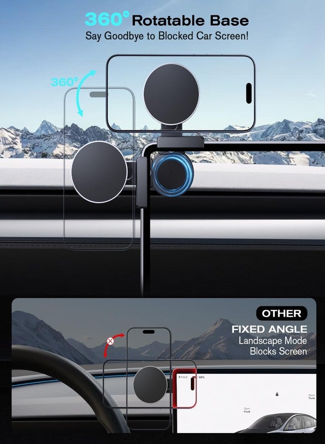 BIXUAN 360° Adjustable Magnetic Phone Holder for 2021-2026 Ford Mustang Mach E 15.5 Inch Screen, Screen-Friendly for MagSafe Magnetic Car Dash Phone Holder - Image 4